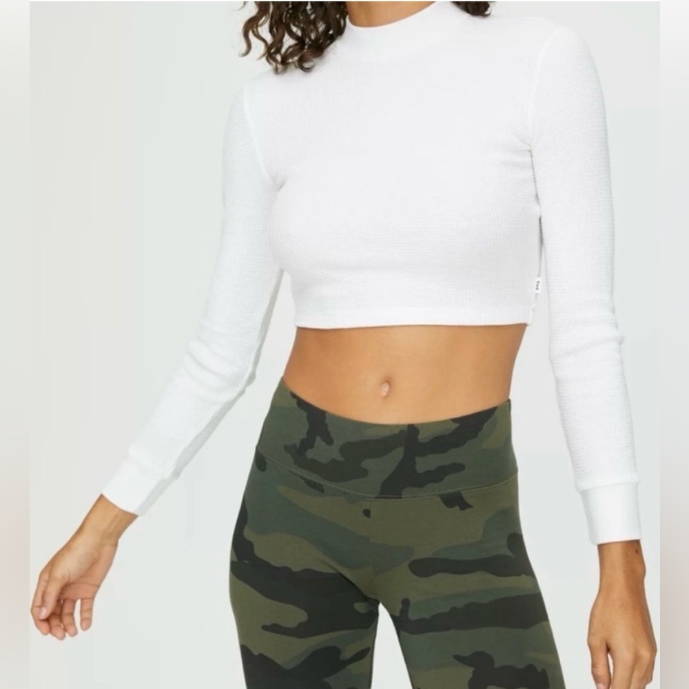 TNA White Long Sleeve Crop Top